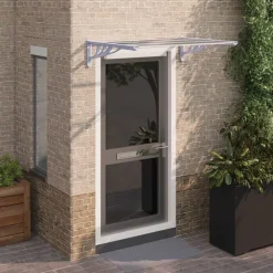 Pelouses & Jardins-vidaXL Auvent de porte Gris et transparent 122x90 cm Polycarbonate