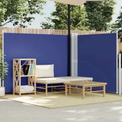 Pelouses & Jardins-vidaXL Auvent latéral rétractable 140 x 600 cm Bleu