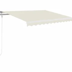Pelouses & Jardins-vidaXL Auvent manuel rétractable 350x250 cm Crème Cr&egrave;me