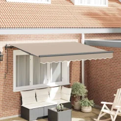 vidaXL Auvent Rétractable Beige 250 x 200 cm tissu