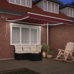 Pelouses & Jardins-vidaXL Auvent rétractable automatique avec LED bordeaux 300x250 cm rouge bordeaux