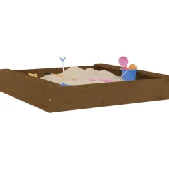 Jeux De Plein Air-vidaXL Bac à sable avec sièges marron miel carré bois de pin massif Pin marron miel