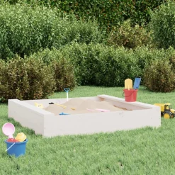 Jeux De Plein Air-vidaXL Bac à sable avec sièges blanc carré bois de pin massif Pin blanc