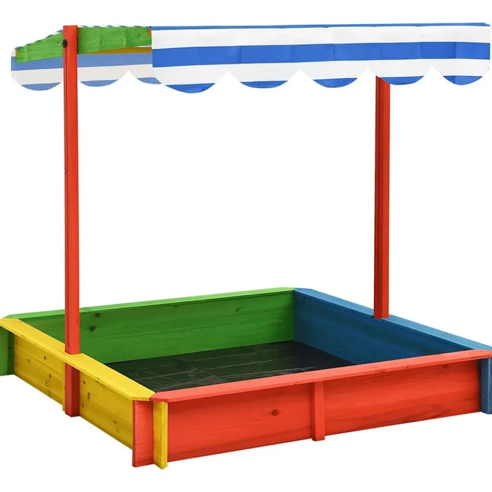 Jeux De Plein Air-vidaXL Bac à sable avec toit réglable Bois de sapin UV50 Multicolore