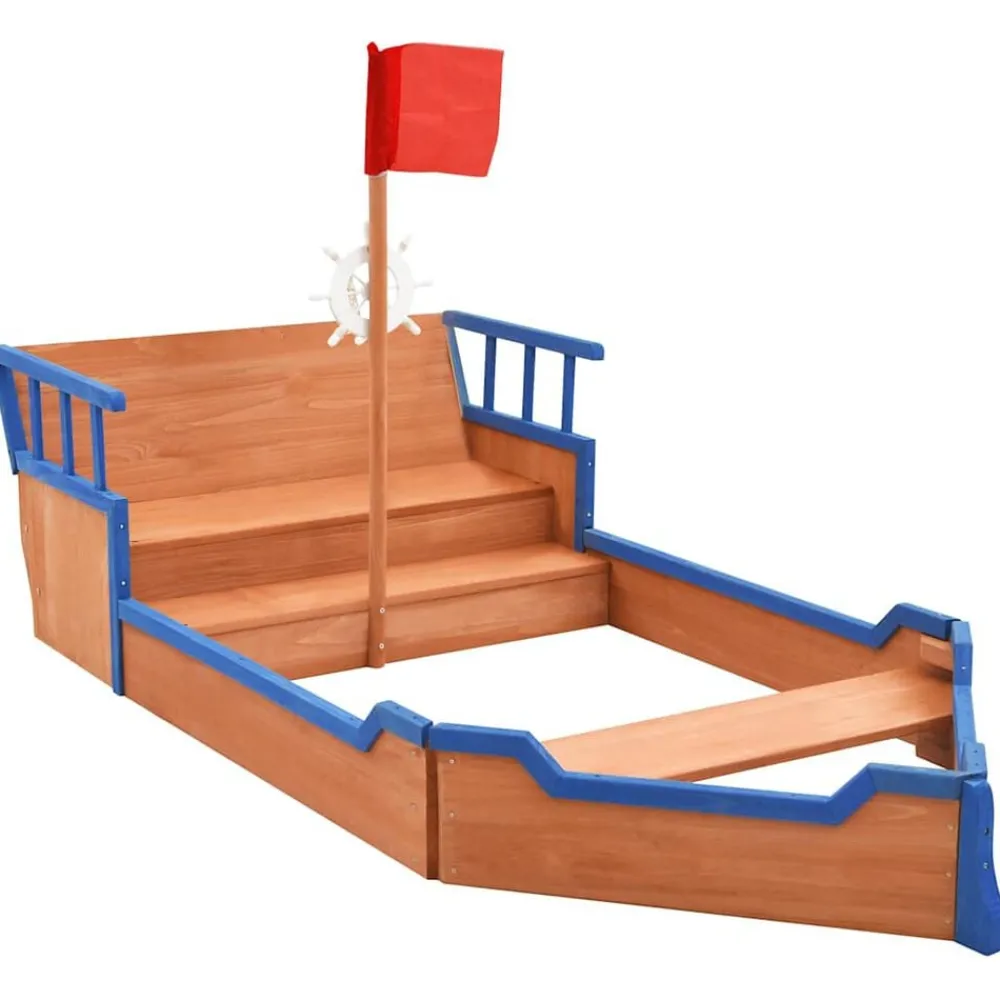 vidaXL Bac à sable bateau pirate Bois de sapin 190x94,5x101 cm