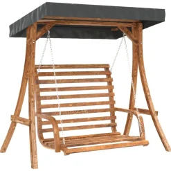 Pelouses & Jardins-vidaXL Balancelle avec auvent bois massif d'épicéa et finition en teck Anthracite