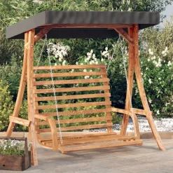Pelouses & Jardins-vidaXL Balancelle avec auvent bois massif d'épicéa et finition en teck Anthracite