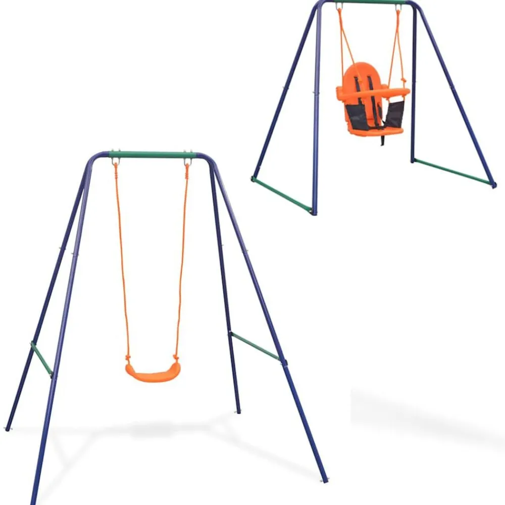 Jeux De Plein Air-vidaXL Balançoire simple 2-en-1 et balançoire pour tout-petits Orange