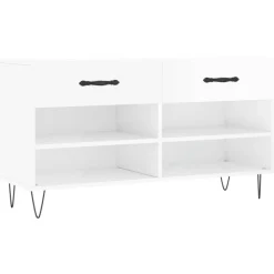 Produits Ménagers-vidaXL Banc à chaussures 102x35x55 cm bois d'ingénierie Blanc brillant