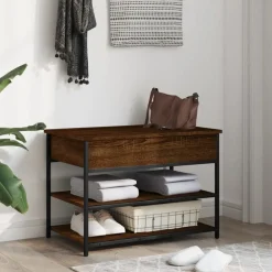 Bancs-vidaXL Banc à chaussures chêne marron 70x42,5x50 cm bois d'ingénierie Ch&ecirc;ne marron