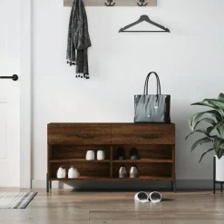 vidaXL Banc à chaussures chêne marron 102x35x55 cm bois d'ingénierie