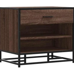 Bancs-vidaXL Banc à chaussures chêne marron bois d'ingénierie et métal Ch&ecirc;ne marron