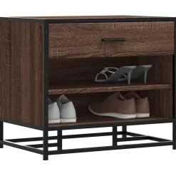 Bancs-vidaXL Banc à chaussures chêne marron bois d'ingénierie et métal Ch&ecirc;ne marron