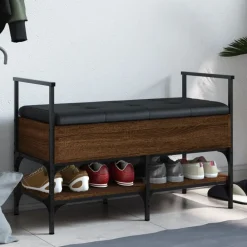 Bancs-vidaXL Banc à chaussures chêne marron 85,5x42x57,5cm bois d'ingénierie Ch&ecirc;ne marron