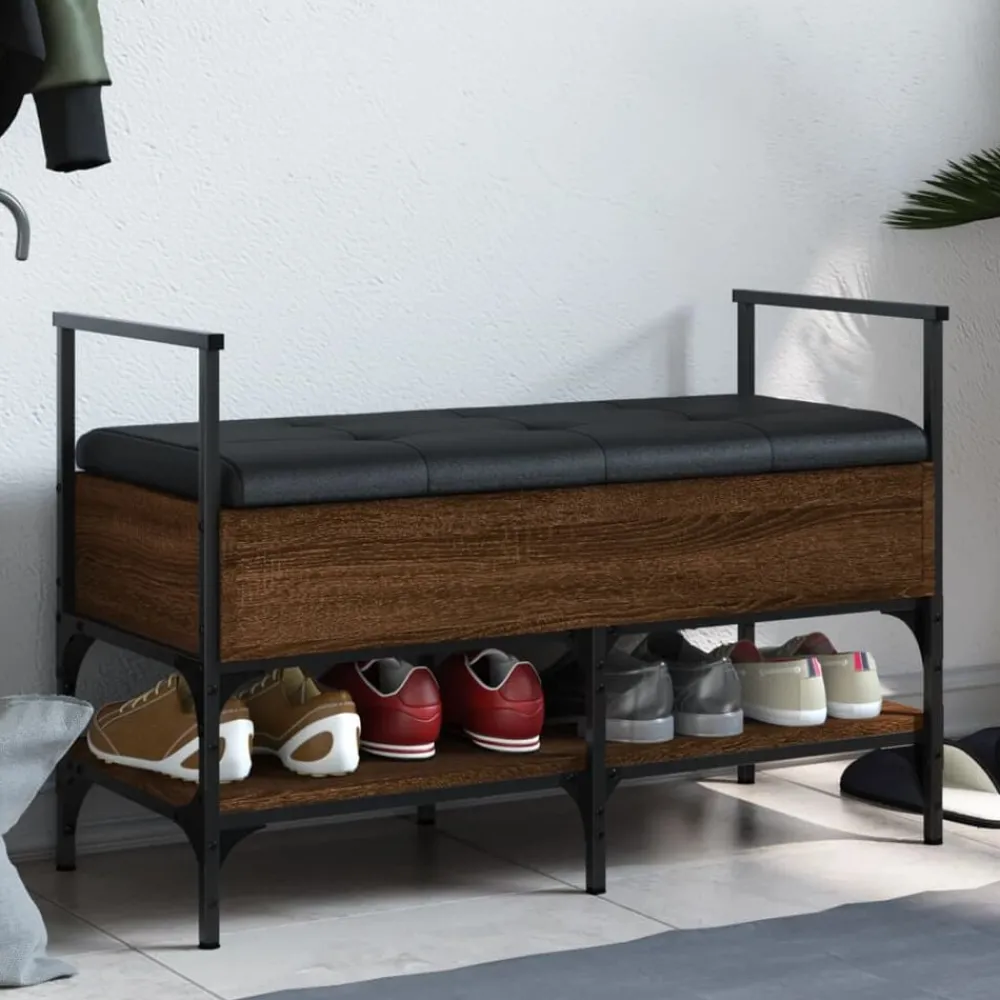 Bancs-vidaXL Banc à chaussures chêne marron 85,5x42x57,5cm bois d'ingénierie Chêne marron