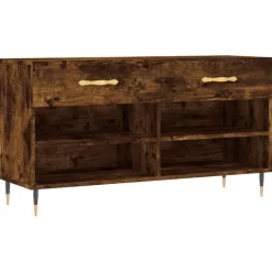 Produits Ménagers-vidaXL Banc à chaussures chêne fumé 102x35x55 cm bois d'ingénierie Ch&ecirc;ne fumé