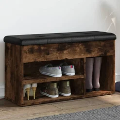 vidaXL Banc à chaussures chêne fumé 82x32x45,5 cm bois d'ingénierie