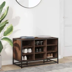 vidaXL Banc à chaussures chêne marron bois d'ingénierie et métal
