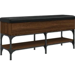 Bancs-vidaXL Banc à chaussures chêne marron 102x32x45 cm bois d'ingénierie Ch&ecirc;ne marron