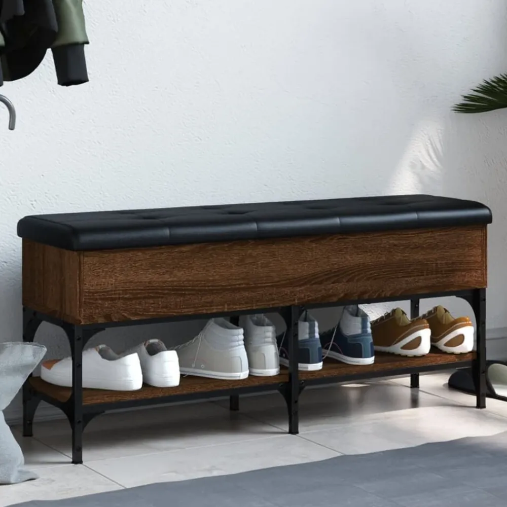 Bancs-vidaXL Banc à chaussures chêne marron 102x32x45 cm bois d'ingénierie Chêne marron