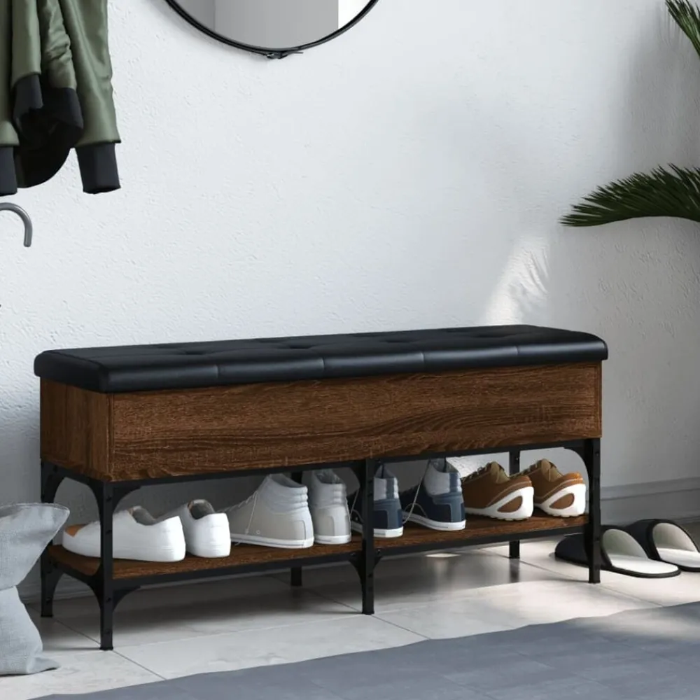 Bancs-vidaXL Banc à chaussures chêne marron 102x32x45 cm bois d'ingénierie Chêne marron