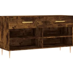 Produits Ménagers-vidaXL Banc à chaussures chêne fumé 102x35x55 cm bois d'ingénierie Ch&ecirc;ne fumé