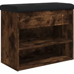Bancs-vidaXL Banc à chaussures chêne fumé 62x32x50 cm bois d'ingénierie Ch&ecirc;ne fumé