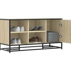 Bancs-vidaXL Banc à chaussures chêne sonoma bois d'ingénierie et métal Ch&ecirc;ne sonoma