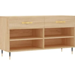 Produits Ménagers-vidaXL Banc à chaussures chêne sonoma 102x35x55 cm bois d'ingénierie Ch&ecirc;ne sonoma