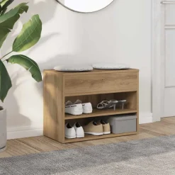 Produits Ménagers-vidaXL Banc à chaussures chêne artisanal 60x30x45 cm bois d'ingénierie ch&ecirc;ne artisanal