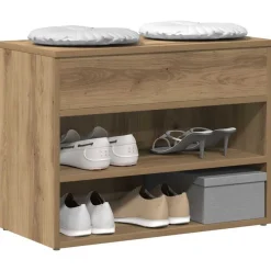 Produits Ménagers-vidaXL Banc à chaussures chêne artisanal 60x30x45 cm bois d'ingénierie ch&ecirc;ne artisanal