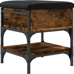 Bancs-vidaXL Banc à chaussures chêne fumé 42x42x45 cm bois d'ingénierie Ch&ecirc;ne fumé