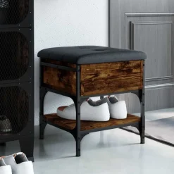 Bancs-vidaXL Banc à chaussures chêne fumé 42x42x45 cm bois d'ingénierie Ch&ecirc;ne fumé