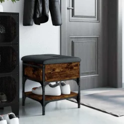 Bancs-vidaXL Banc à chaussures chêne fumé 42x42x45 cm bois d'ingénierie Ch&ecirc;ne fumé
