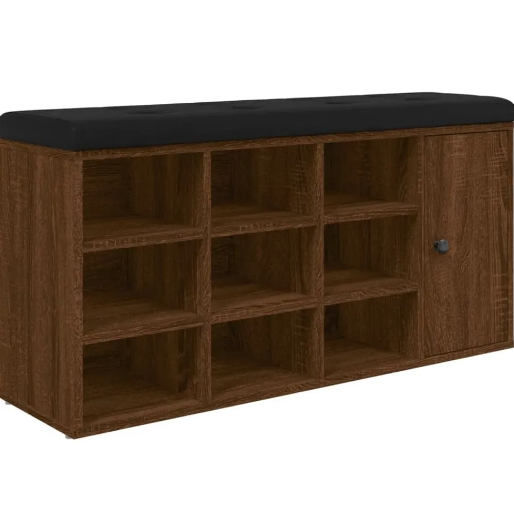 Bancs-vidaXL Banc à chaussures chêne marron 102x32x50 cm bois d'ingénierie Chêne marron
