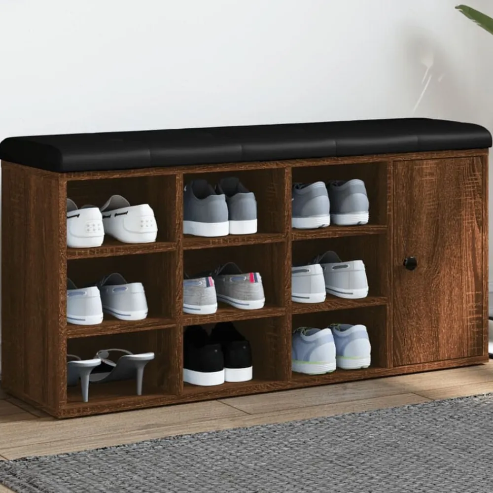 Bancs-vidaXL Banc à chaussures chêne marron 102x32x50 cm bois d'ingénierie Chêne marron