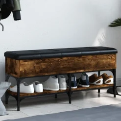 vidaXL Banc à chaussures chêne fumé 102x32x45 cm bois d'ingénierie