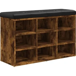 Bancs-vidaXL Banc à chaussures chêne fumé 82x32x50 cm bois d'ingénierie Ch&ecirc;ne fumé