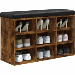 Bancs-vidaXL Banc à chaussures chêne fumé 82x32x50 cm bois d'ingénierie Ch&ecirc;ne fumé