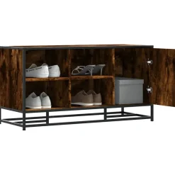 Bancs-vidaXL Banc à chaussures chêne fumé bois d'ingénierie et métal Ch&ecirc;ne fumé