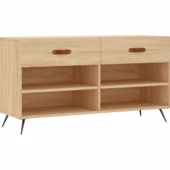 Produits Ménagers-vidaXL Banc à chaussures chêne sonoma 102x35x55 cm bois d'ingénierie Ch&ecirc;ne sonoma