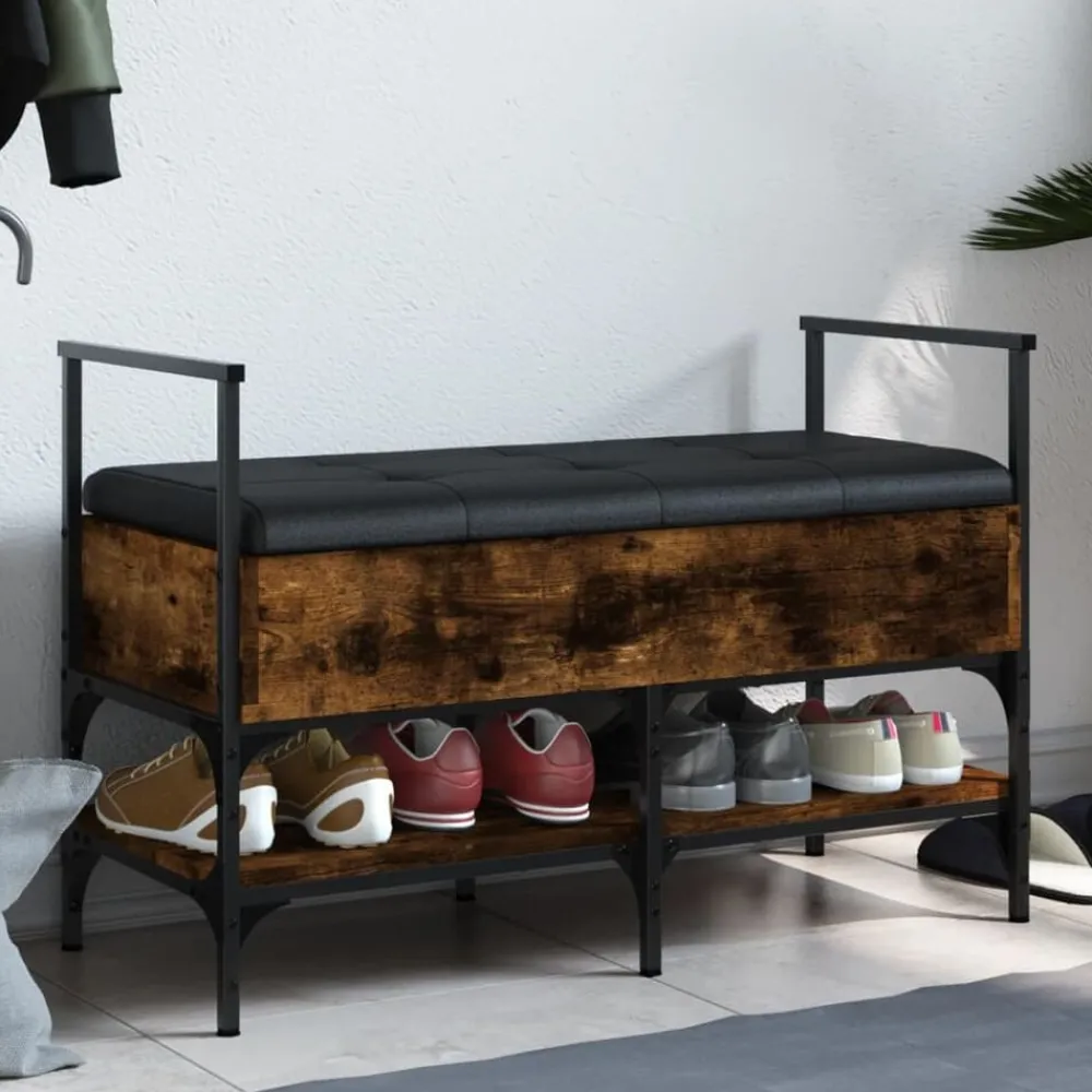 vidaXL Banc à chaussures chêne fumé 85,5x42x57,5 cm bois d'ingénierie