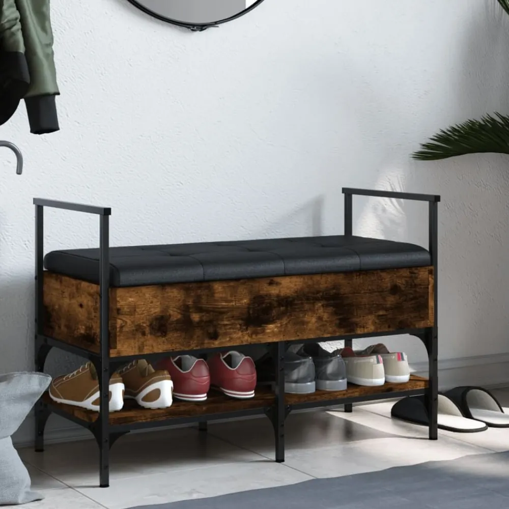 vidaXL Banc à chaussures chêne fumé 85,5x42x57,5 cm bois d'ingénierie
