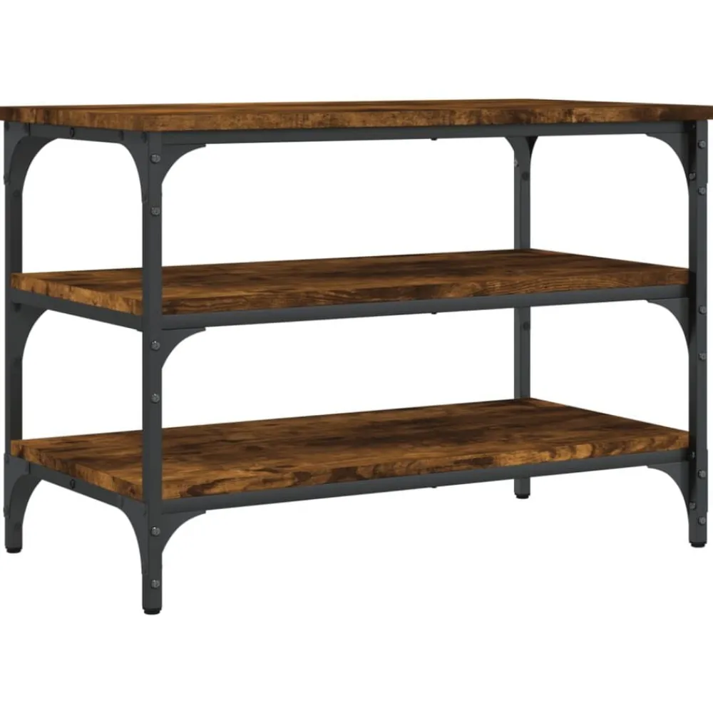 vidaXL Banc à chaussures chêne fumé 70x38,5x49 cm bois d'ingénierie