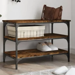 vidaXL Banc à chaussures chêne fumé 70x38,5x49 cm bois d'ingénierie
