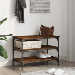 vidaXL Banc à chaussures chêne fumé 70x38,5x49 cm bois d'ingénierie