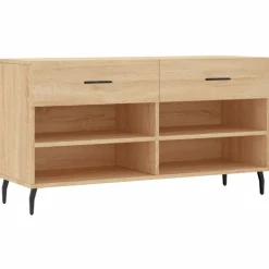 Produits Ménagers-vidaXL Banc à chaussures chêne sonoma 102x35x55 cm bois d'ingénierie Ch&ecirc;ne sonoma