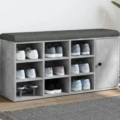 Bancs-vidaXL Banc à chaussures 102x32x50 cm bois d'ingénierie Gris béton