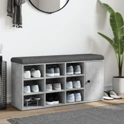 Bancs-vidaXL Banc à chaussures 102x32x50 cm bois d'ingénierie Gris béton