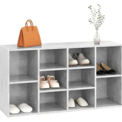 Produits Ménagers-vidaXL Banc à chaussures 103x30x55 cm Bois d’ingénierie Gris béton